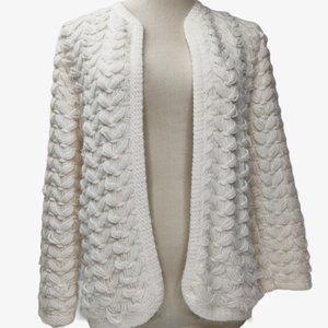 Vintage 1950s  60s Nubby Loose Knit Cardigan Ivory